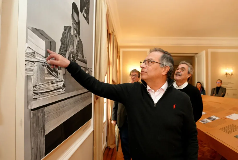 El presidente colombiano, Gustavo Petro, durante la inauguración de la Sala Gabriel García Márquez, este lunes en la Casa de Nariño, sede del Ejecutivo en Bogotá (Colombia). Foto: EFE