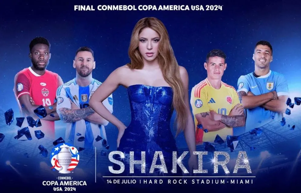 El anuncio de la presencia de Shakira en la gran final de la Copa América del domingo en Miami. Ilustración: Conmebol.