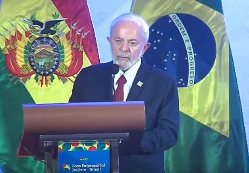 El presidente de Brasil, Luiz Inácio Lula Da Silva, en el Foro Empresarial. Foto: Captura