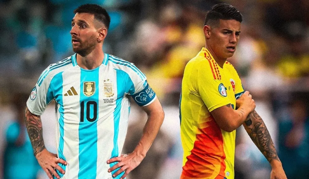 Messi (izq.) y James, las dos figuras de sus selecciones. Ilustración: Copa América.