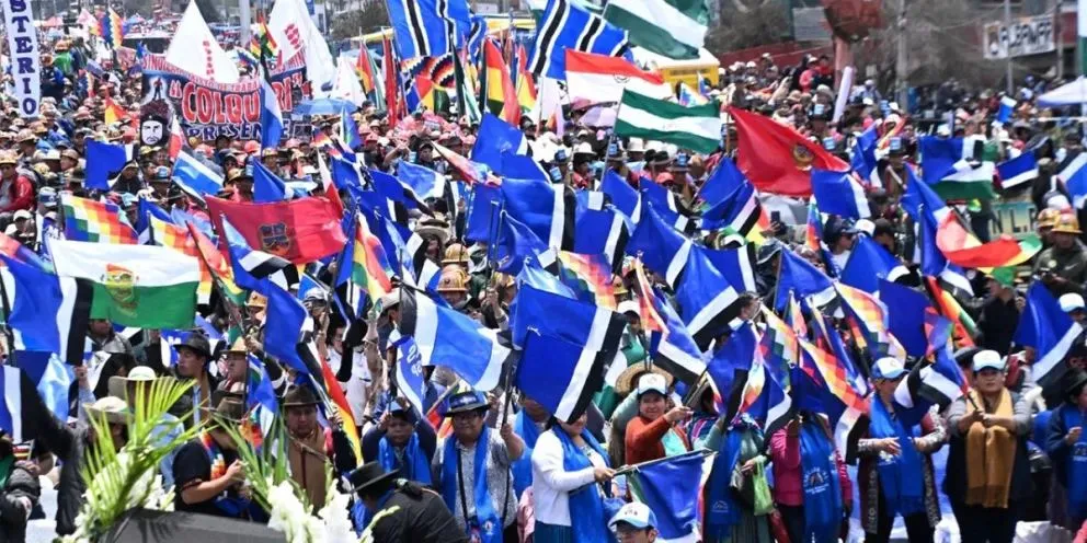 Una anterior concentración de las organizaciones sociales del MAS. Foto: Visión 360