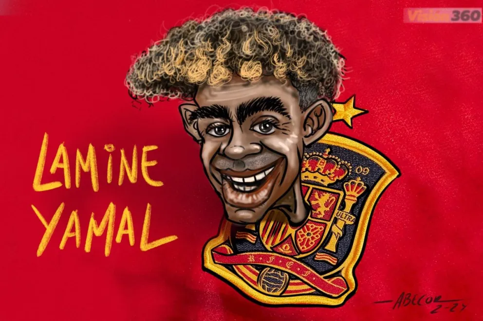 La ilustración de Abecor de la joven estrella del fútbol mundial, Lamine Yamal.