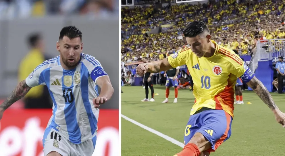 Messi (izq.) y Rodríguez, figuras de Argentina y Colombia; protagonistas de la final: Foto: EFE
