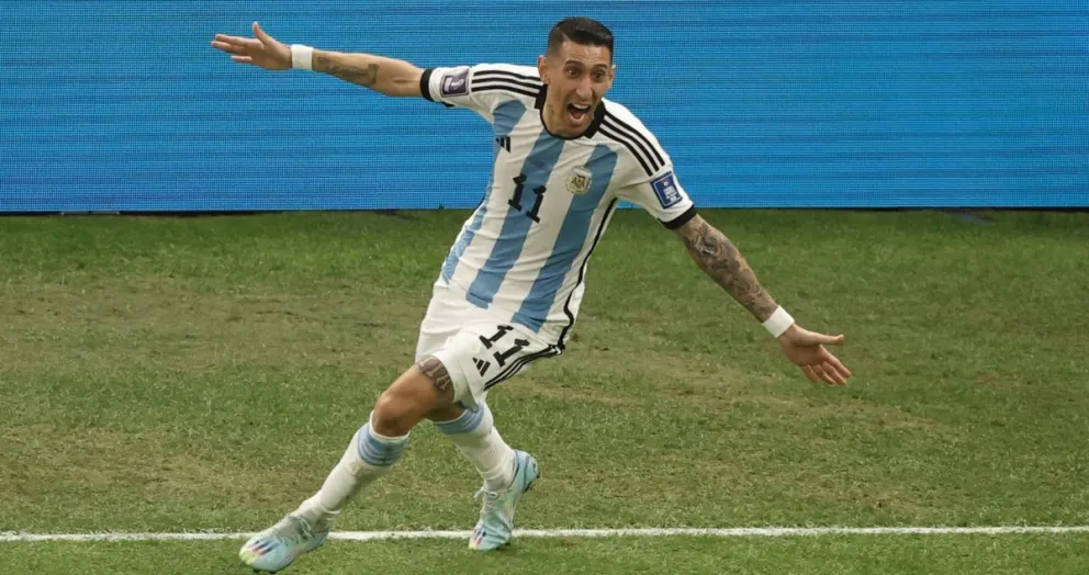 Ángel Di María celebra un gol para Argentina. Foto: EFE