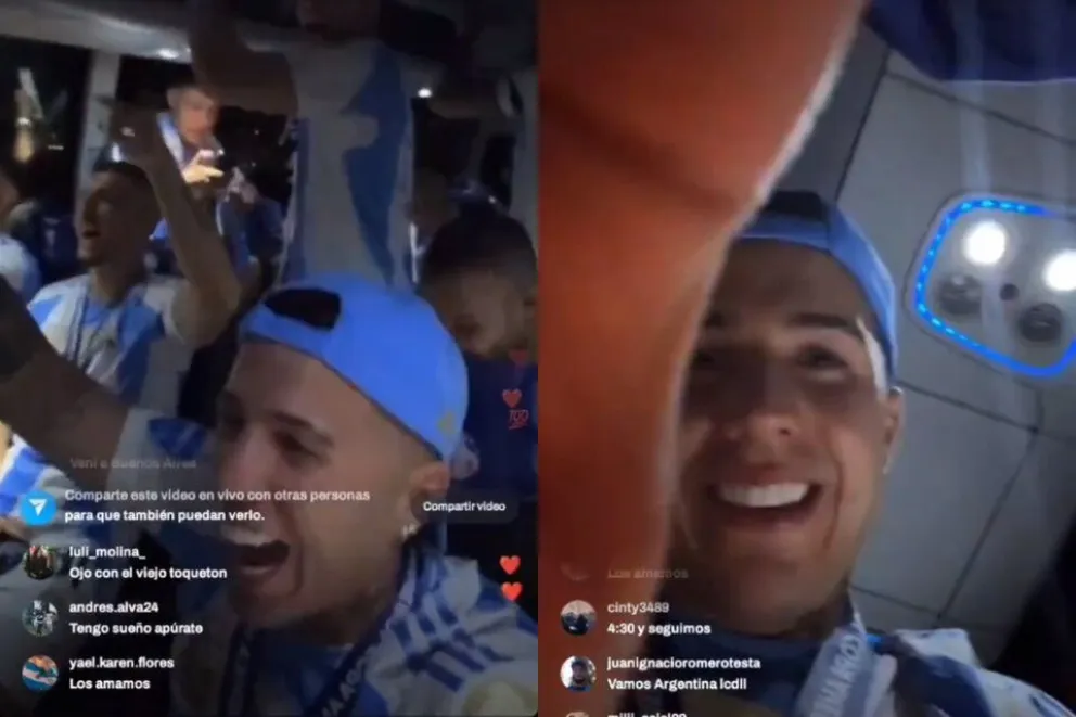 La polémica imagen difundida en las redes de Fernández, celebrando el título de la Copa América. Foto captura de pantalla