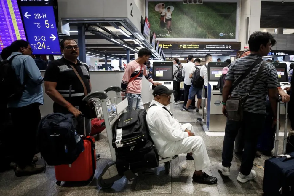 El aeropuerto internacional Don Mueang en Bangkok, Tailandia, tras la caída del sistema. Foto: EFE