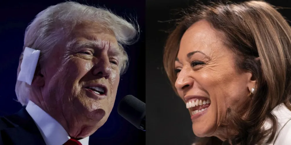 Donald Trump, y a la vicepresidenta de los Estados Unidos, Kamala Harris. Foto: EFE