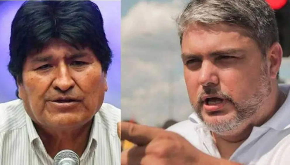 El expresidente Morales y el líder del Comité Pro Santa Cruz, Fernando Larach. Composición: DTV