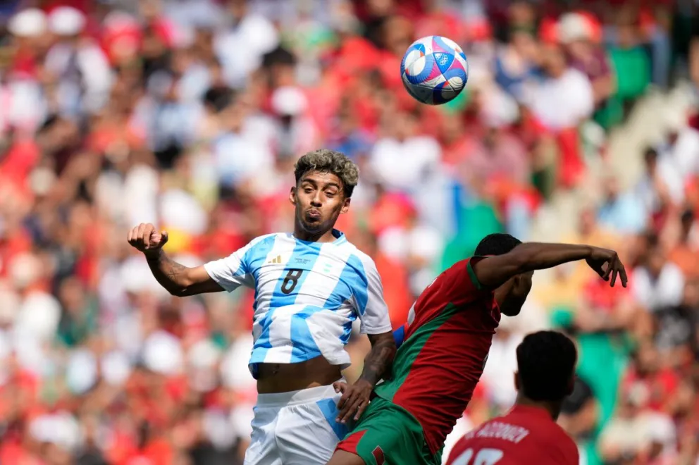 Una incidencia del encuentro que protagonizaron Argentina y Marruecos. Foto: TyC Sports