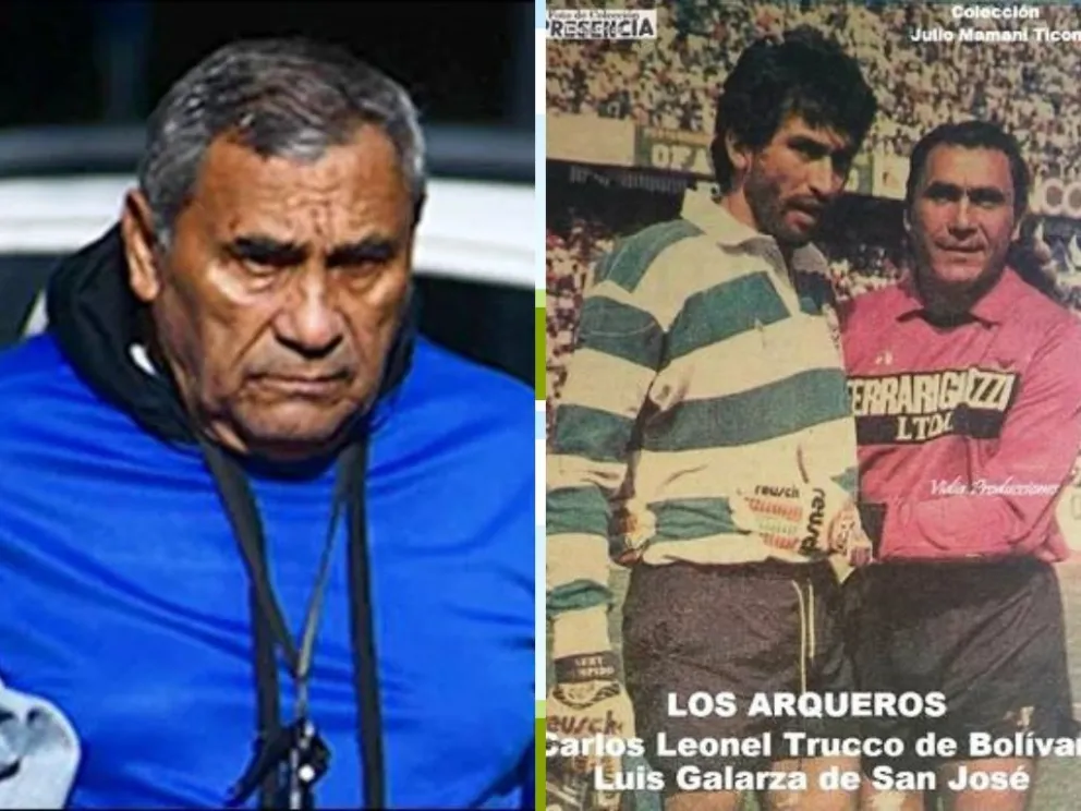 Luis Galarza (2019) y en la foto de la derecha junto a Carlos Trucco (1991). Fotos: colección Julio Mamani