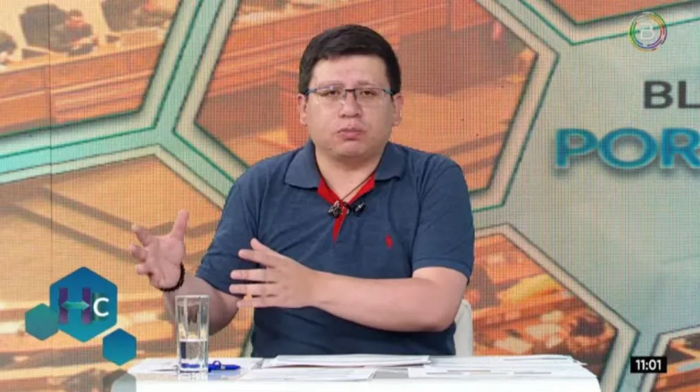 El ministro de Planificación, Sergio Cusicanqui, en el programa Los hechos cuentan. Foto: Bolivia Tv