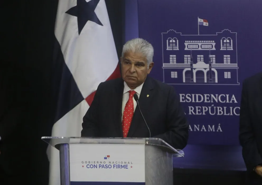 El presidente de Panamá, José Raúl Mulino, habla durante una rueda de prensa respecto a las elecciones en Venezuela este lunes, en Ciudad de Panamá (Panamá). Foto: EFE