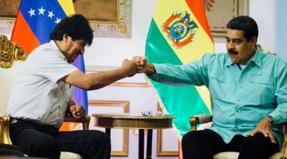 Evo Morales y Nicolás Maduro en un encuentro en la gestión del primero. Foto: ABI