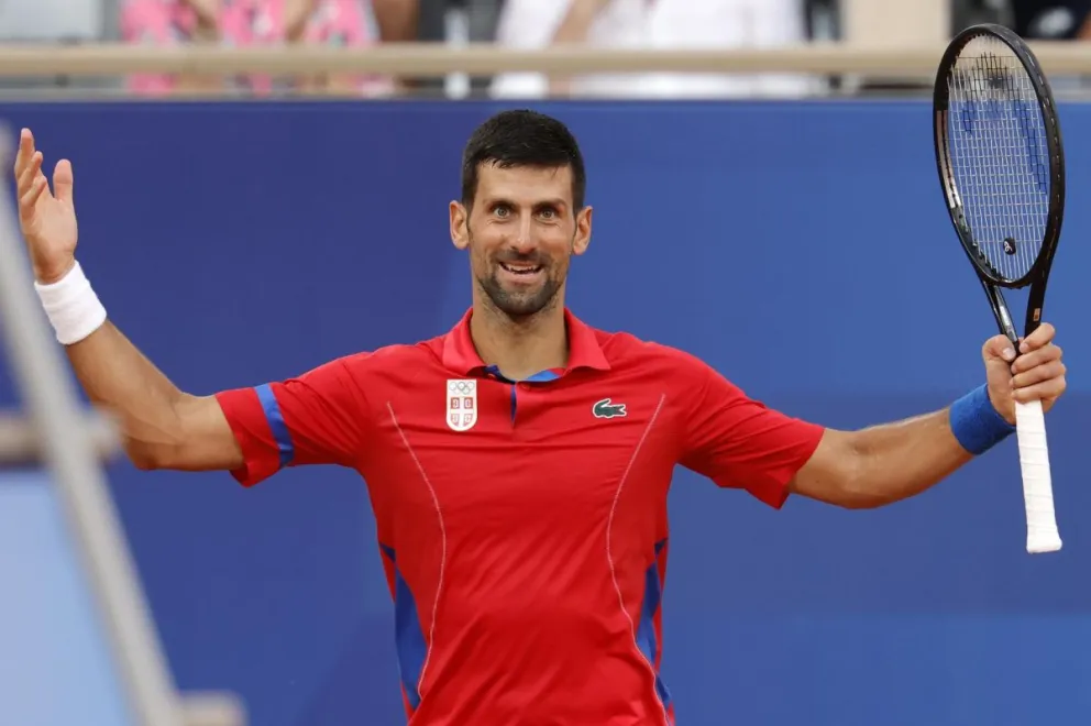 El serbio Novak Djokovic celebra uno de los puntos del partido de hoy. Foto EFE
