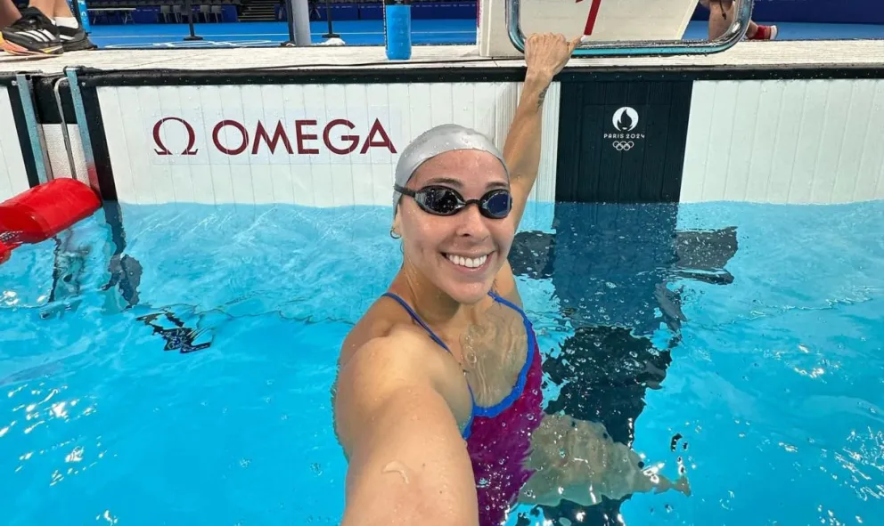 Ribera en la piscina del Paris La Defense Arena. Foto: María José Ribera.