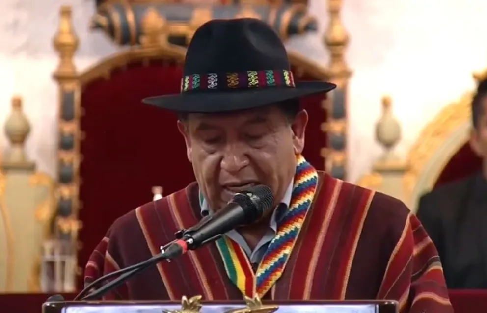 El Vicepresidente, durante su discurso, en Sucre. Foto: Captura de video