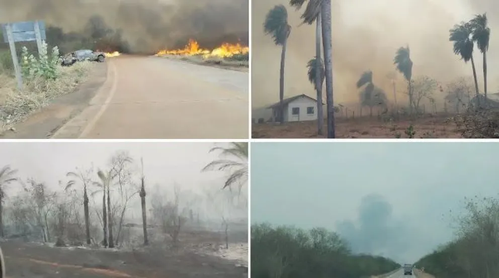 Incendios en Roboré afectaron a un mercado comunal, varias casas y 45 familias fueron evacuadas. Foto: Diputada María René Álvarez.