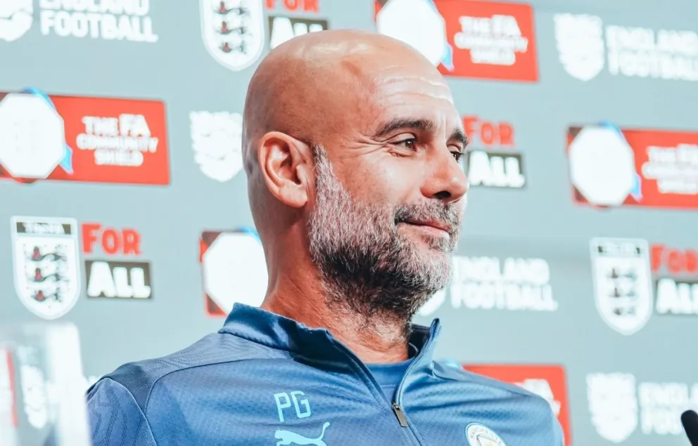 Guardiola durante la conferencia de prensa. Foto: Manchester City.