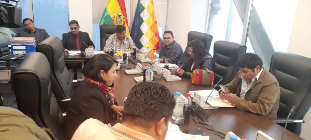 La comisión de Justicia Plural, durante la sesión, esta tarde. Foto: Diputados Bolivia