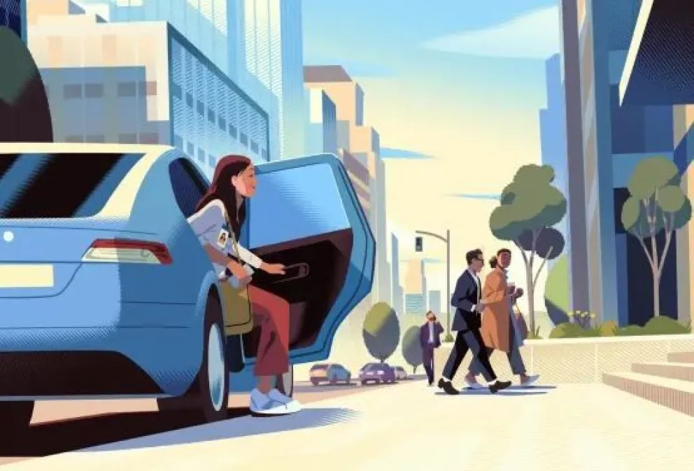 Una animación del servicio de transporte de por app.