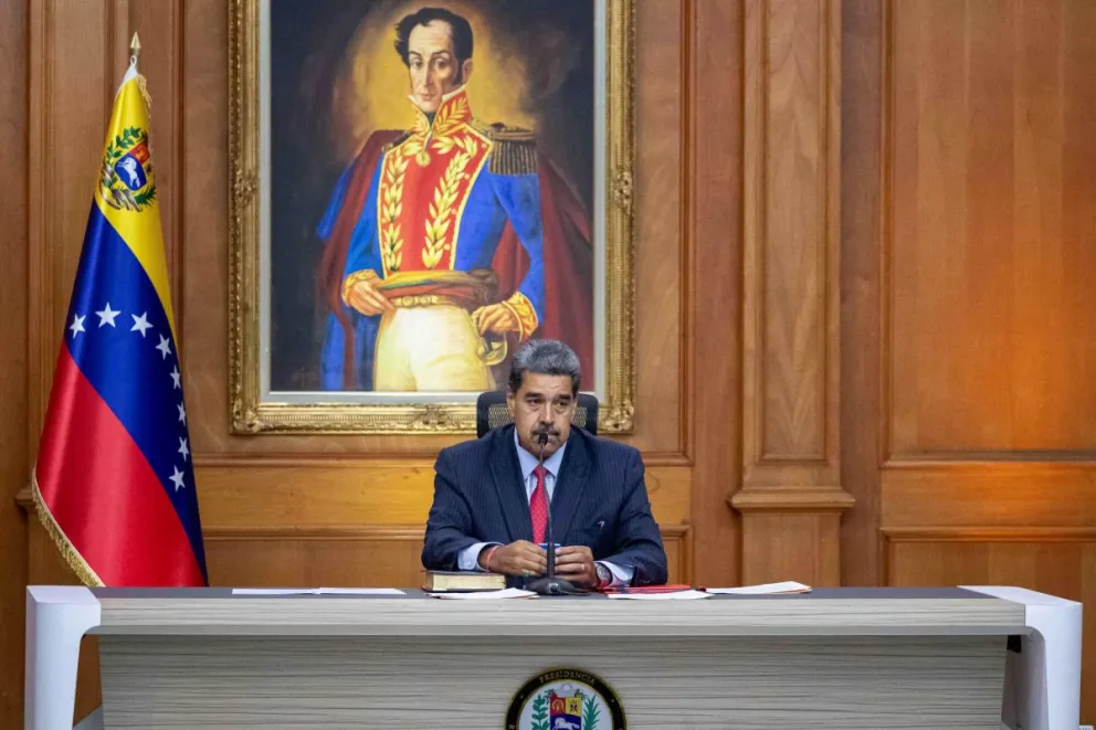 Fotografía fechada el 31 de julio de 2024 del presidente de Venezuela, Nicolás Maduro, durante una rueda de prensa en el Palacio de Miraflores en Caracas (Venezuela). Foto: EFE