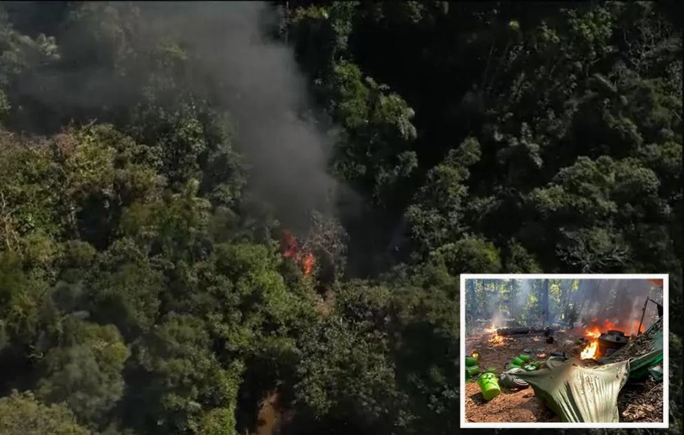 Área boscosa en el municipio de Villa Tunari, en la que estaban camuflados dos megalaboratorios de droga. Foto: Felcn. 