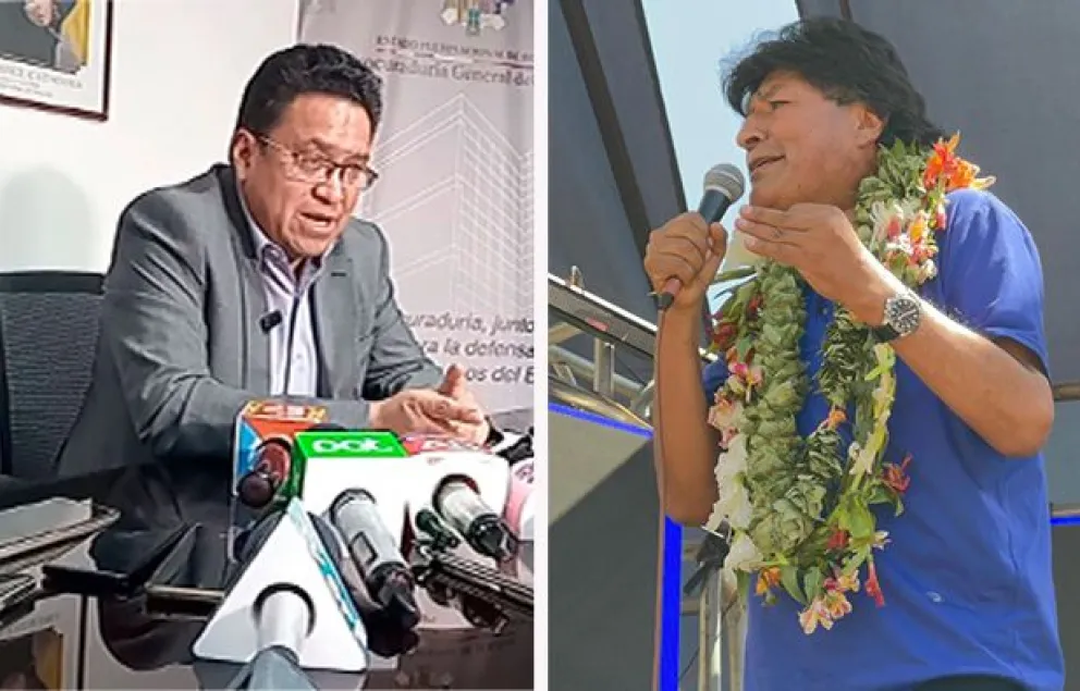 El Procurador del Estado, Cesar Siles y el presidente del MAS, Evo Morales. Foto: Carlos Quisbert - MAS