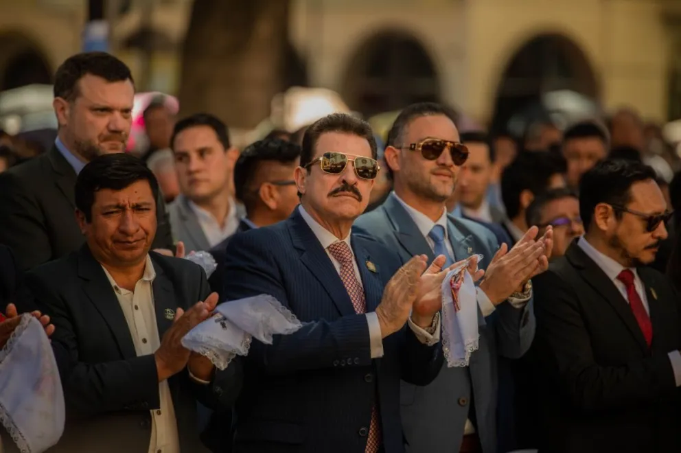 Manfred Reyes Villa en la festividad de Urkupiña. Foto: @ManfredBolivia