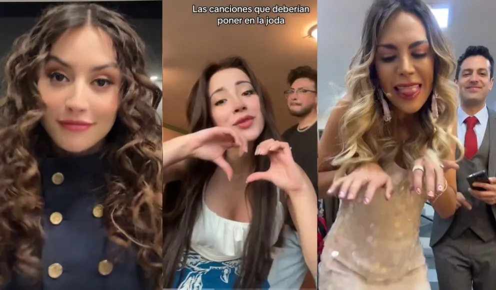 Claudia Arce, Facio y Sandra Alcázar grabaron videos con el audio de la canción. Foto: Capturas 