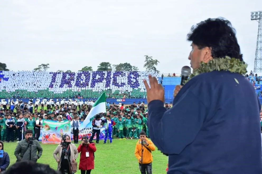 Evo Morales durante un acto en el trópico de Cochabamba. Foto: @evoespueblo