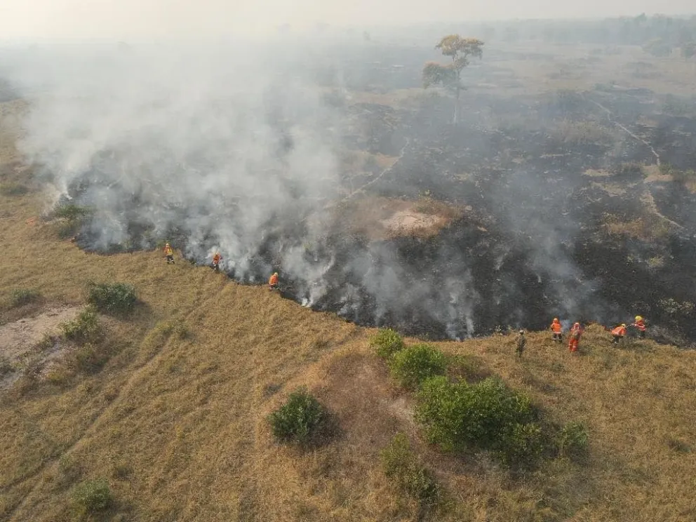 Los incendios en Santa Cruz, en una imagen difundida el 15 de agosto. Foto: Gobernación de Santa Cruz 