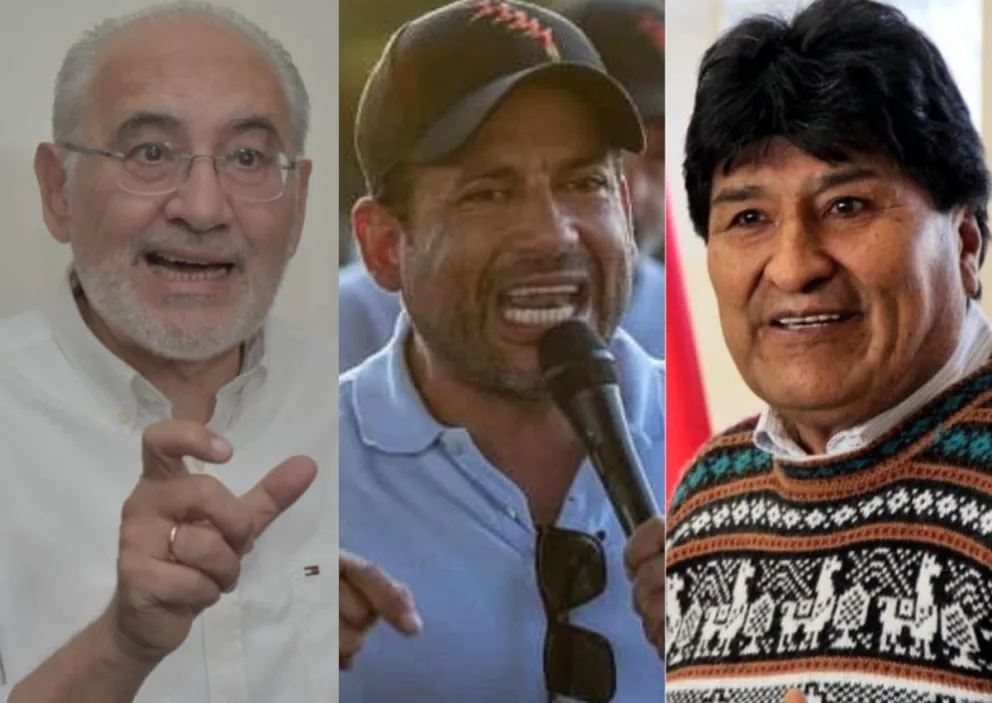 Carlos Mesa, Fernando Camacho y Evo Morales. Fotos: RRSS de Morales, Mesa y Camacho