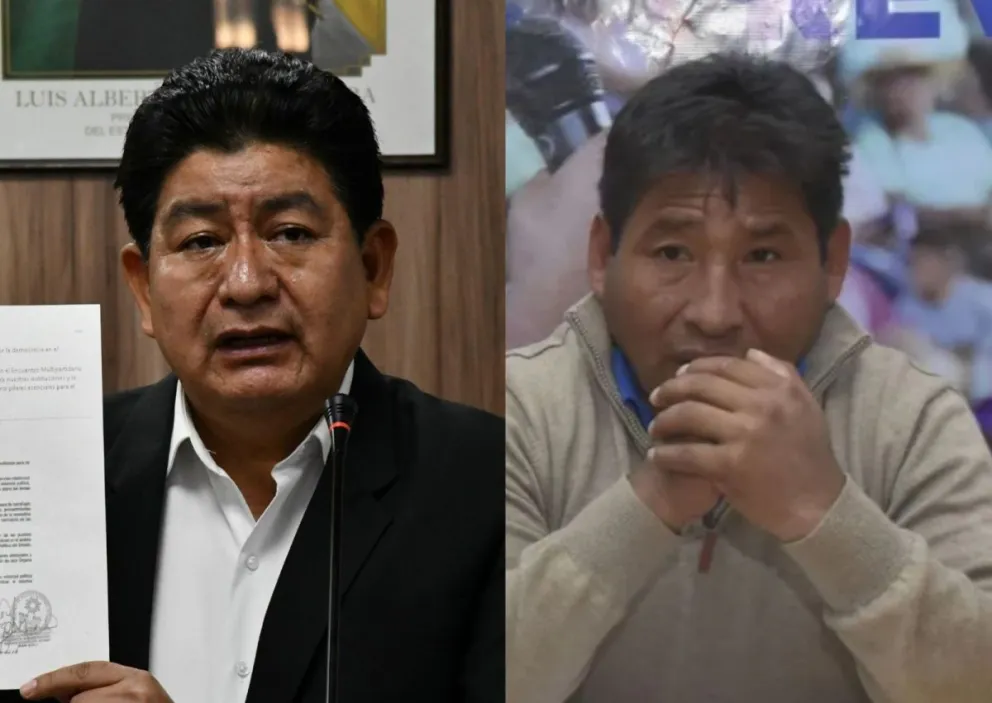 El ministro Montaño y el dirigente Ponciano Santos: Fotos: APG