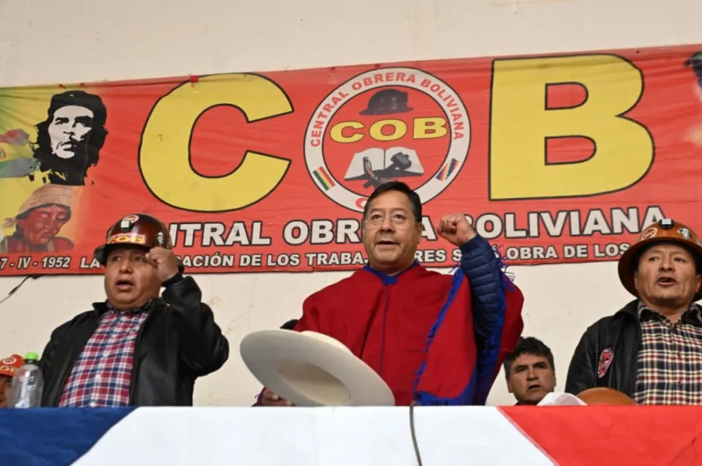 El presidente Luis Arce en el ampliado de la COB, en Tupiza, Potosí. Foto: Facebook Lucho Arce