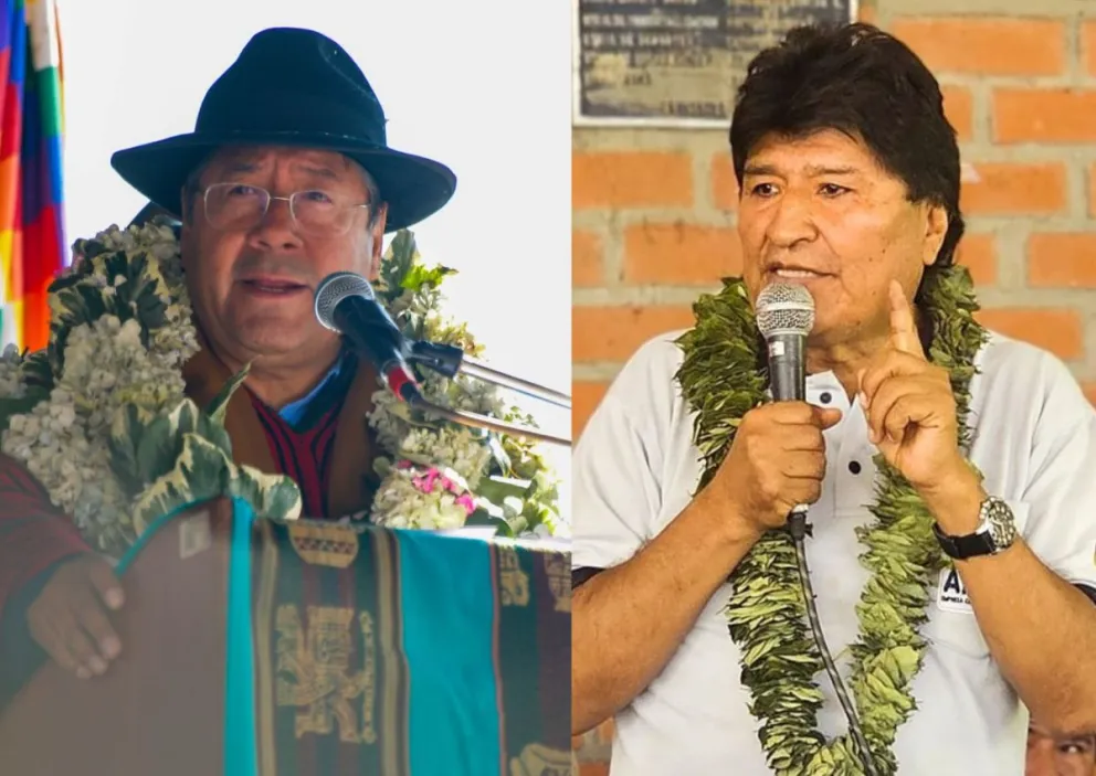 El presidente Luis Arce y el exmandatario Evo Morales. Fotos: Redes sociales de ambos políticos 