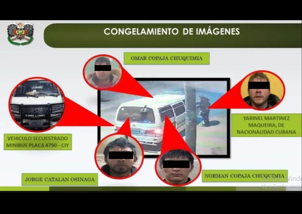 La presentación de datos realizada por la Policía, sobre la investigación. Foto: Felcc