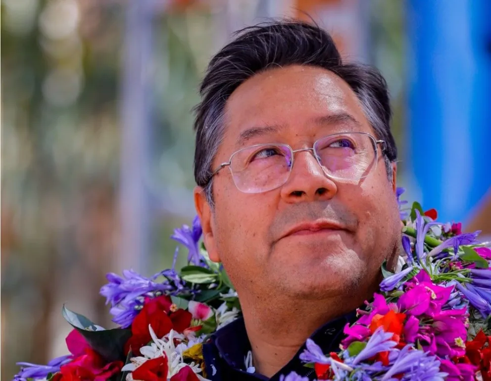 El presidente Luis Arce, el 24 de agosto en Sapahaqui (La Paz). Foto: Facebook del mandatario 