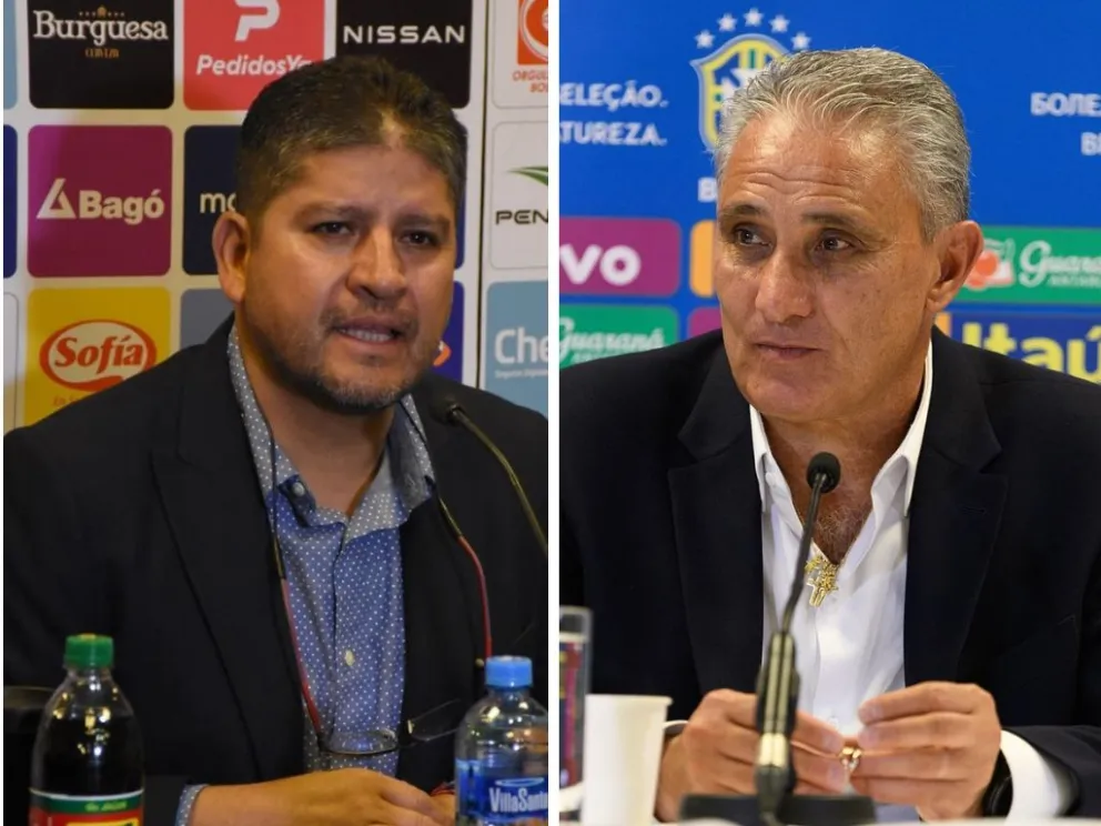 Oscar Villegas, entrenador de la Selección nacional, y Tite, director técnico de Flamengo.