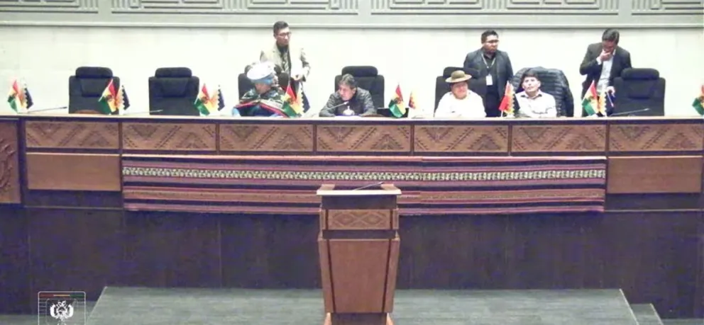 El presidente de la Asamblea Legislativa, David Choquehuanca, en la fallida sesión. Foto: ABI