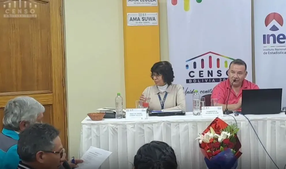 Reunión de socialización de los datos del censo en el departamento de La Paz. Foto: Captura INE
