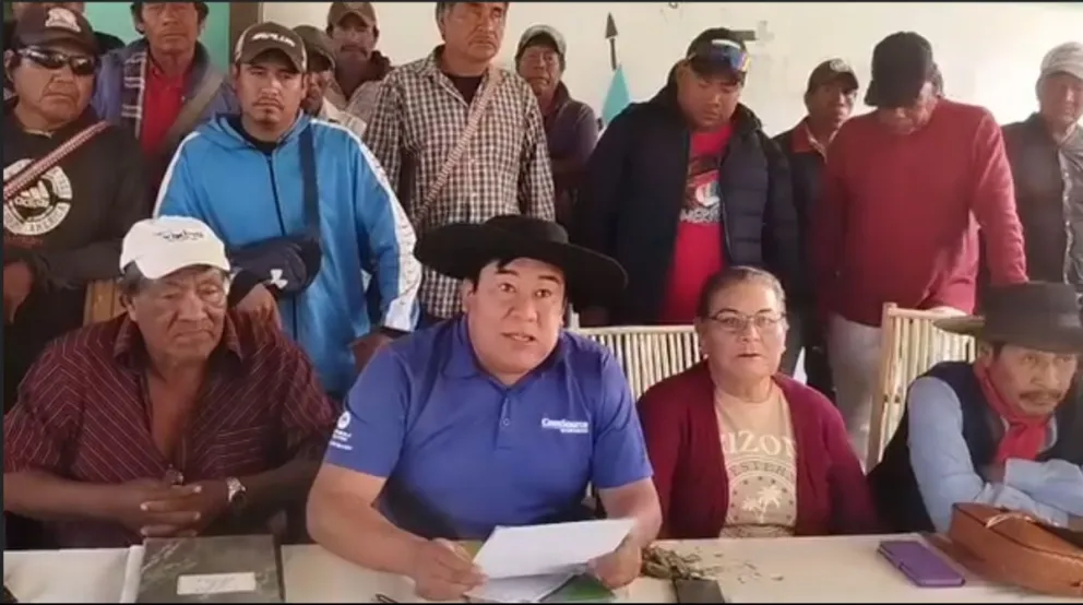 El dirigente de la Cidob, Faustino Flores, en el encuentro de pueblos indígenas del Chaco Boliviano. Foto: captura Video.