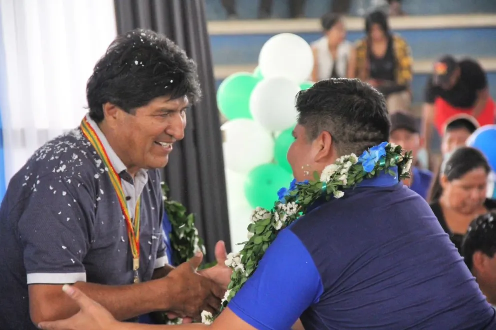 Evo morales durante su visita a Santa Cruz de este sábado Foto: Radio Kawsachun Coca