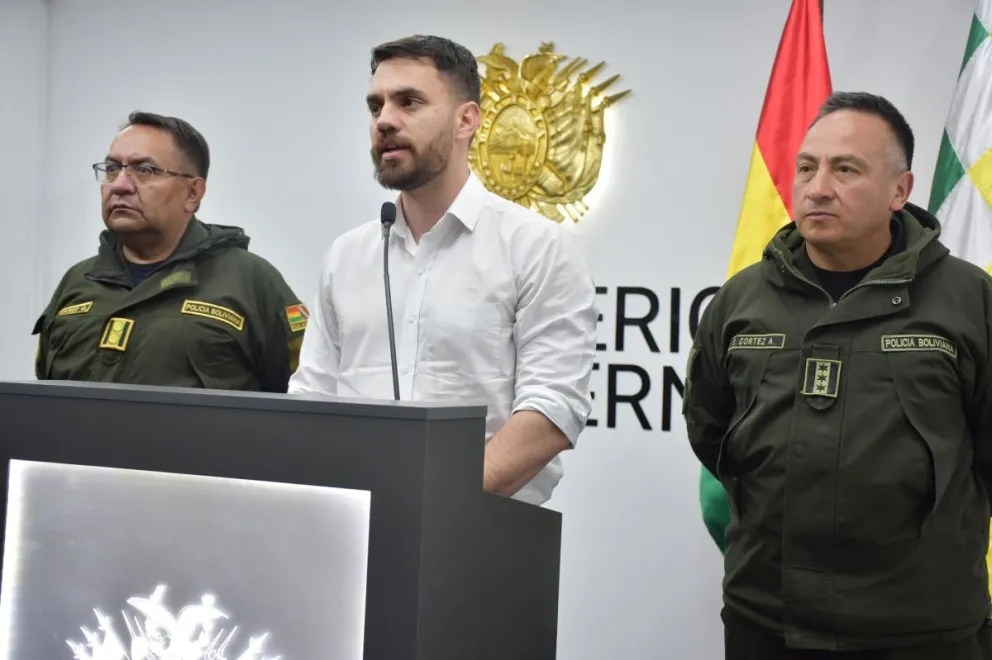 El ministro de Gobierno, Eduardo Del Castillo, ofreció este martes una conferencia de prensa. Foto: Ministerio de Gobierno