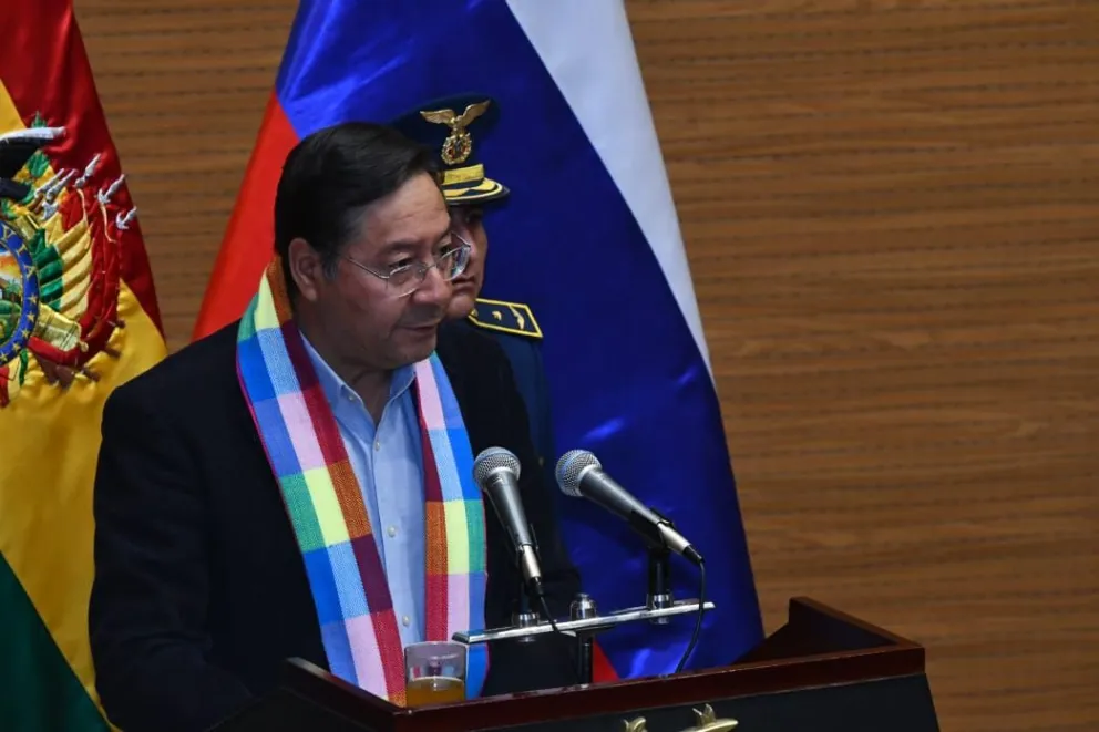 El presidente Luis Arce durante el acto de este miércoles. Foto: APG