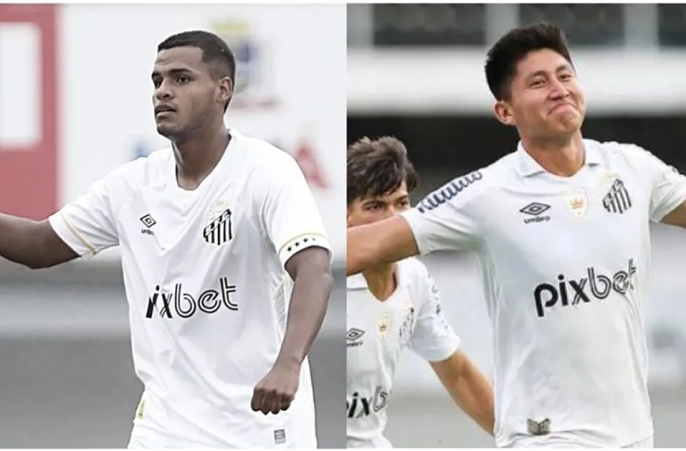 Enzo Monteiro y Miguel terceros no son tomados en cuenta en la primera del Santos. Foto: SFC