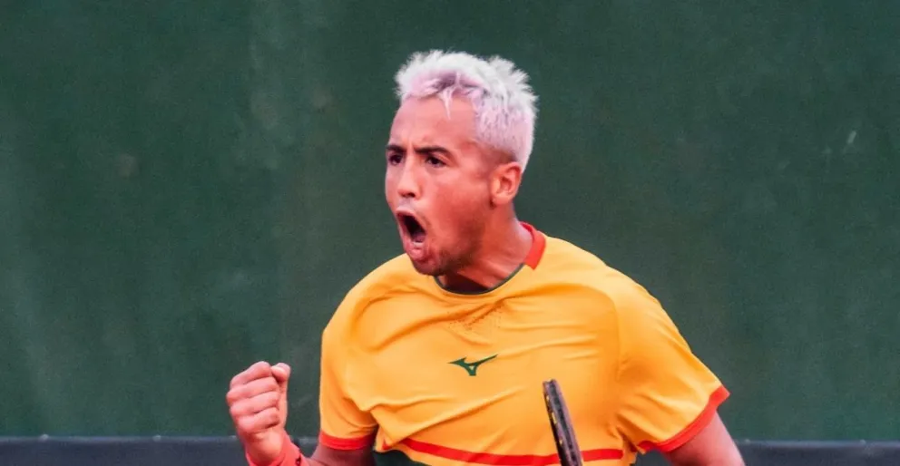 Hugo Dellien celebra por un punto obtenido en su partido. Foto: APG.