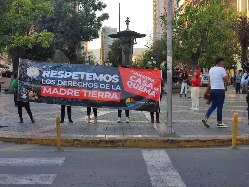La medida de protesta se llevó adelante en el Centro Paceño. Fotos: Paulo Lizárraga A.