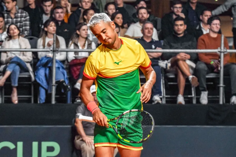 Hugo Dellien se lamenta por su derrota. Foto: APG.