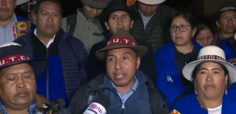 Dirigentes campesinos de Oruro. Foto: captura BTV