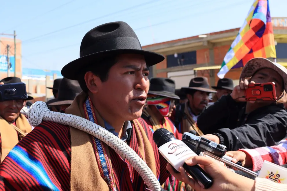 David Mamani, dirigente de los ponchos rojos, este miércoles. Foto: APG